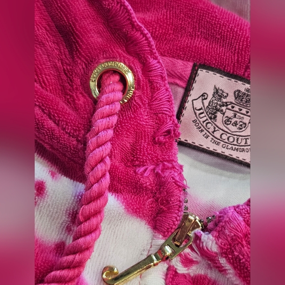Y2K Juicy Couture Terry Cloth PINK Tie Dye Gold Zip Up Hoodie READ DESCRIPTION - Picture 3 of 14